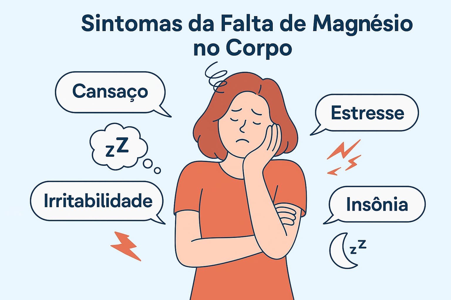 "Sintomas de deficiência de magnésio - cansaço, câimbras, insônia"